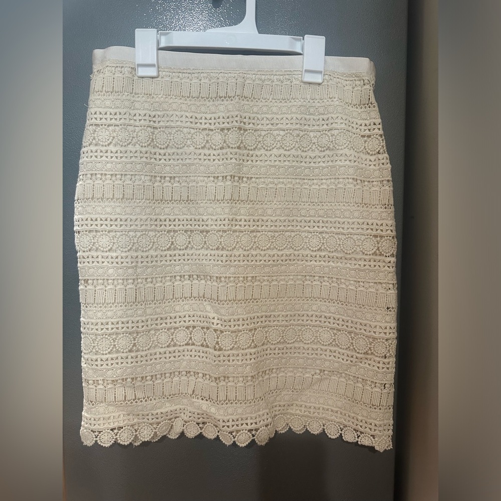 Women’s pencil skirt with lace overlay. Like new condition. Worn once.